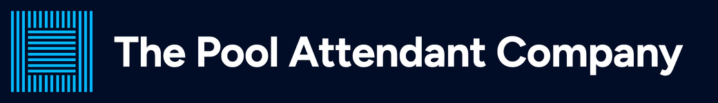 Horizontal lockup: pool-blue mark and white wordmark on navy