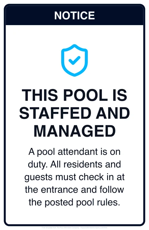 Staffed pool sign template preview
