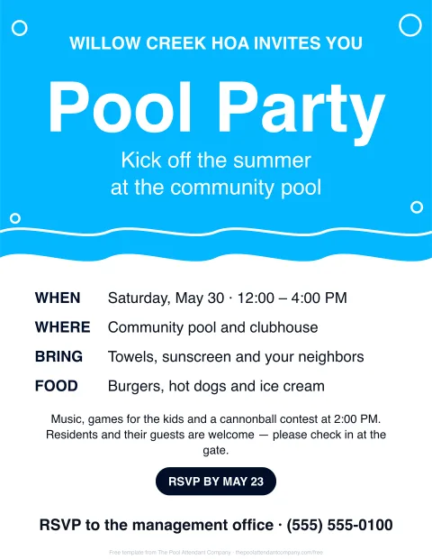 Pool party flyer template preview